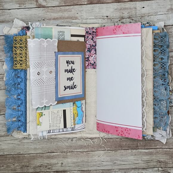 Turquoise Embellished Junk Journal: Flowers, Birds and Butterflies (Love WYD) - Picture 14 of 16